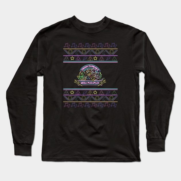 Ugly Mega Pizzaplex Holiday Sweater Long Sleeve T-Shirt by SlothworksStudios